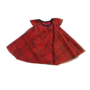 🦩Baby starters Girl Christmas tulle dress plaid red  6 months